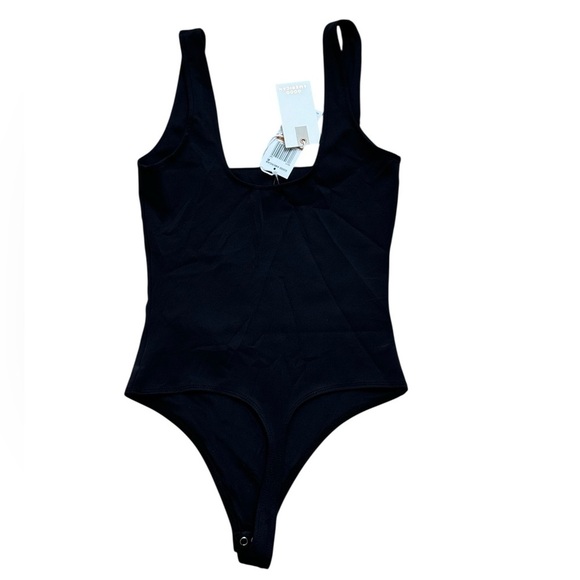 Good American Sz 1 / S bodysuit scuba modern tank black Thong Minimalist Classic - Picture 4 of 6
